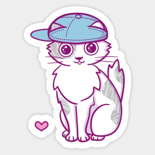 Tabby and White Kitten Sticker